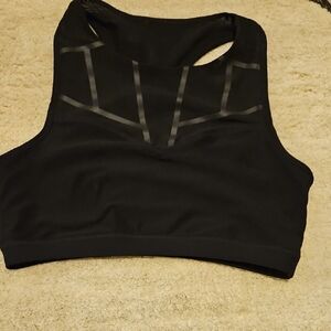 MPG Black Racerback Performance Sports Bra with Mesh Detail